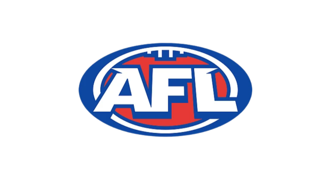 澳洲 AFL 官方標誌，藍紅配色的橢圓形 Logo，象徵澳大利亞國民運動——澳式足球聯盟。