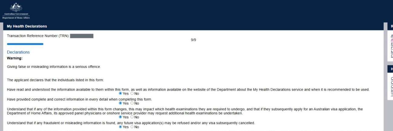 417澳洲打工度假 體檢表申請 HAP體檢單號 referral letter client personal details  visa TRN visa request ID