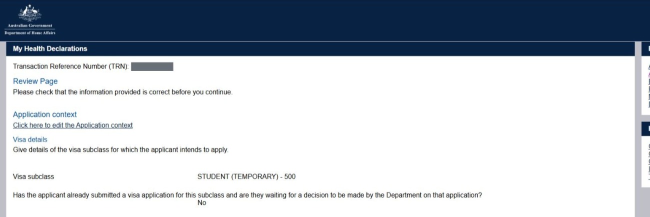 417澳洲打工度假 體檢表申請 HAP體檢單號 referral letter client personal details  visa TRN visa request ID