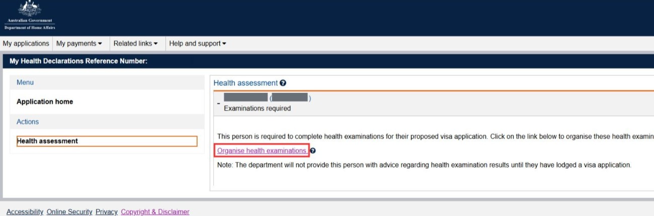 417澳洲打工度假 體檢表申請 HAP體檢單號 referral letter client personal details  visa TRN visa request ID