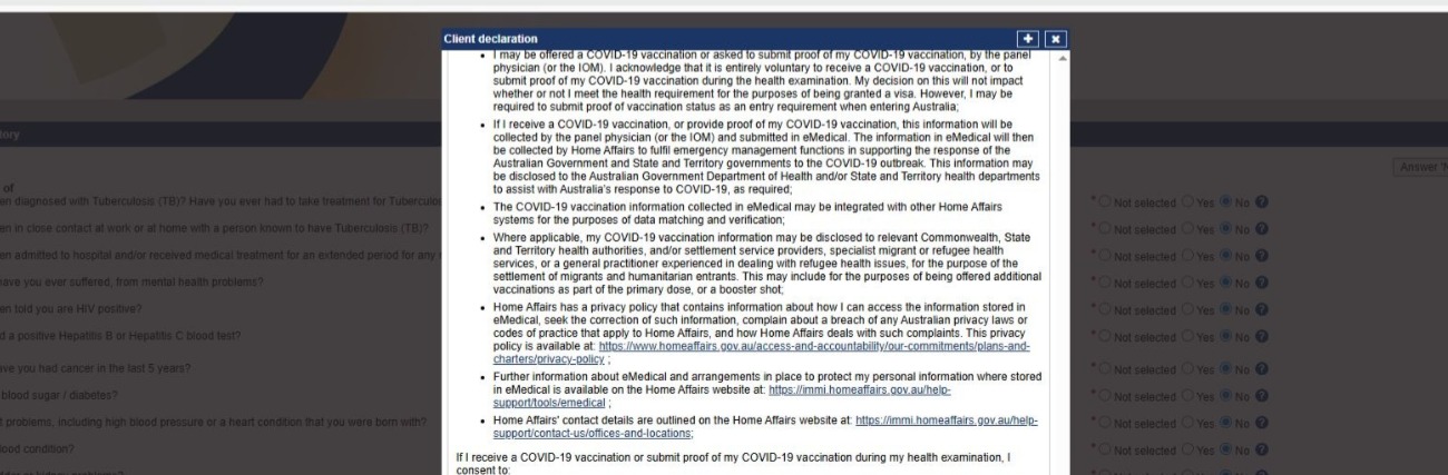 417澳洲打工度假 體檢表申請 HAP體檢單號 referral letter client personal details  visa TRN visa request ID