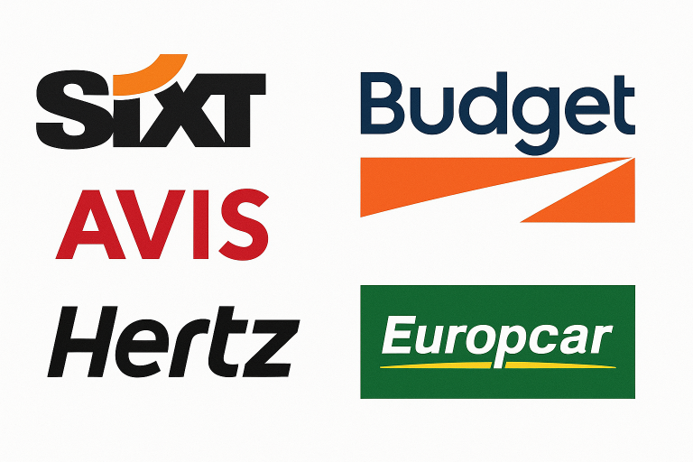 Sixt、Avis、Hertz、Budget、Europcar 等澳洲常見租車公司標誌