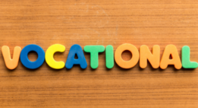 Chữ cái nhiều màu ghép thành từ 'VOCATIONAL', biểu trưng cho lộ trình giáo dục nghề trong hệ thống AQF của Úc.