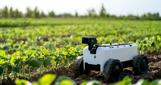 一輛模型車放在農田中間